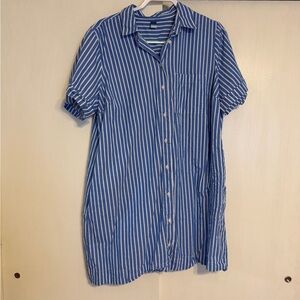 Blue Striped Shirt Dress